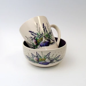 Reggeliző szett müzlistál bögrével Levendula