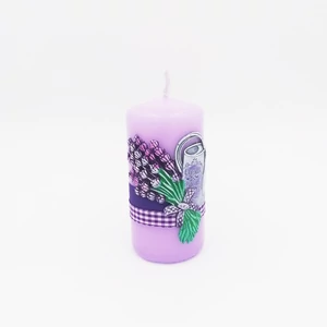 Díszgyertya henger 50x100mm Levendulacsokor