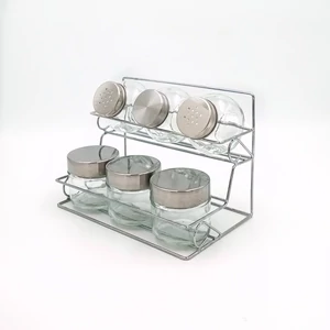 Fűszertartó üveg 6db fém állványon