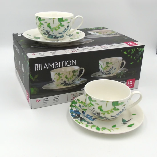 Kávés,teás készlet 12 részes Bizet porcelán leveles