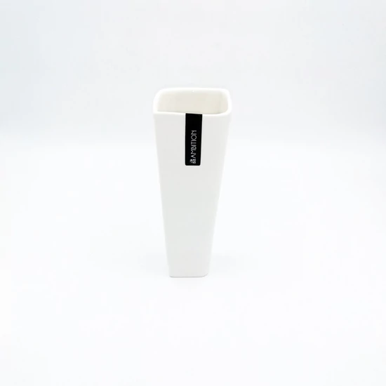 Váza porcelán 16,5cm fehér szögletes
