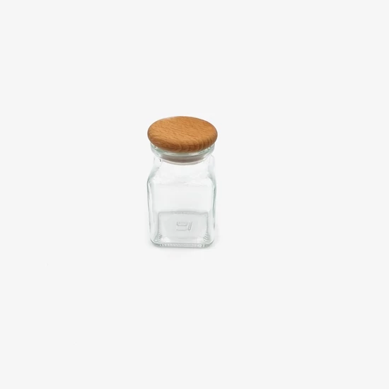 Fűszertartó üveg szögletes fa tetővel 150ml