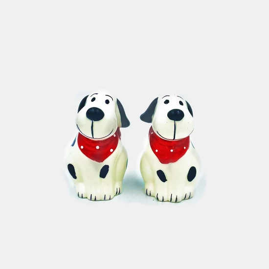 Kerámia só és borsszóró szett - Dalmata kutya kendővel