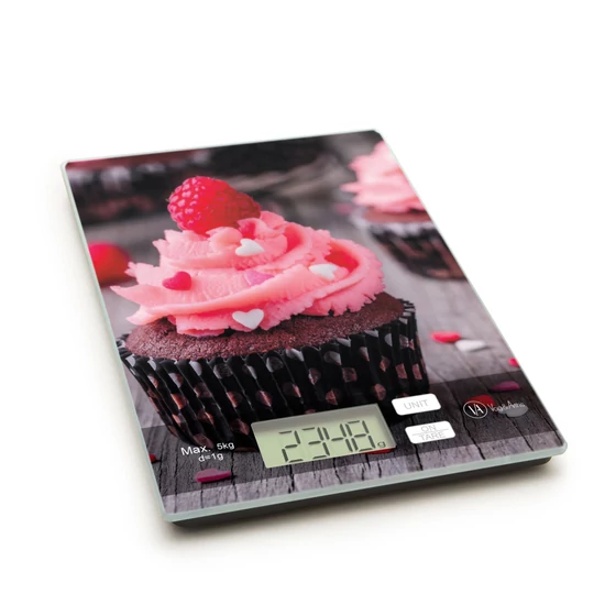 Konyhai mérleg üveg 5kg  csokis muffin mintával