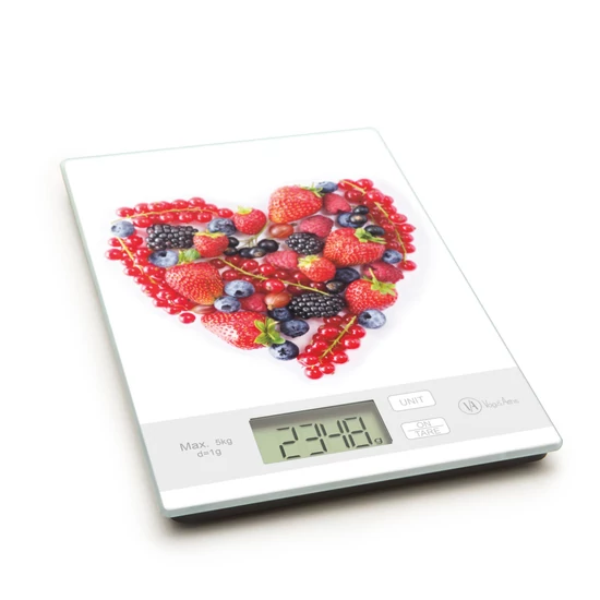Konyhai mérleg üveg 5kg gyümölcsaös mintával
