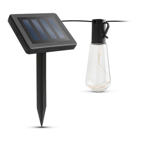  Szolár LED fényfűzér villanykörte design 10db-os
