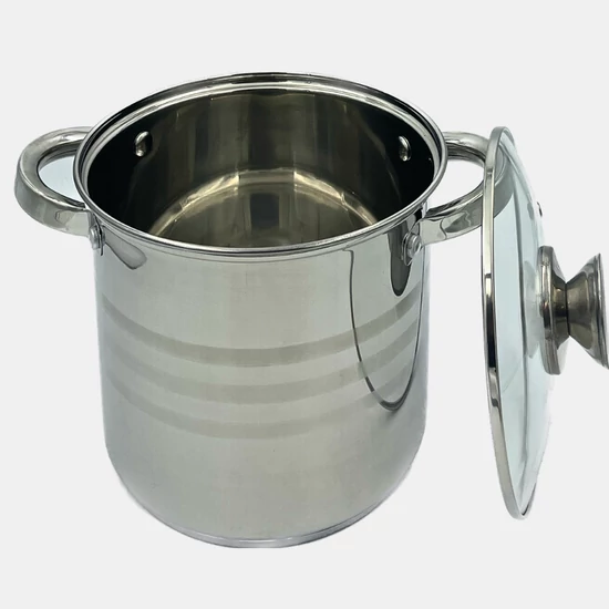 Fazék rozsdamentes 11,1L 26cm üvegt.