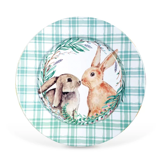 Húsvéti fémtálca kerek nyuszis 33m